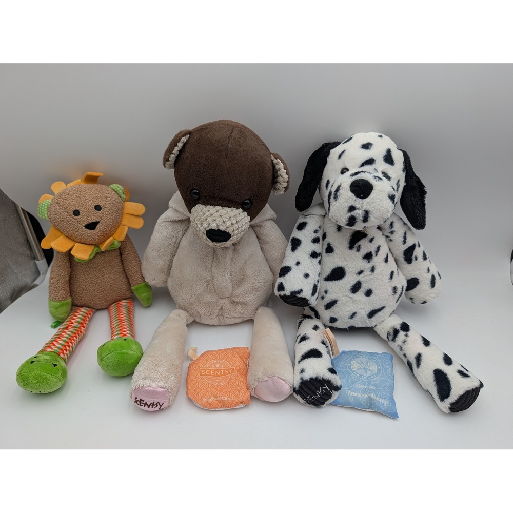Scentsy Plush Buddy Lot Dalmatian Dog Bear Bunny Suit Lion Scent Paks